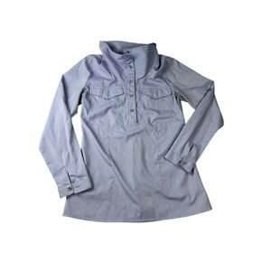 Mountain Hardwear Womens Small Blue White Striped Roll Tab Sleeve Tunic Shirt